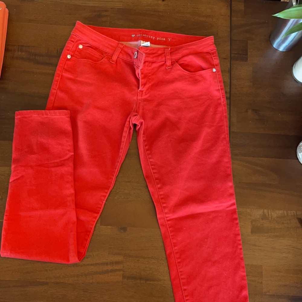 Red pants. Skinny fit
